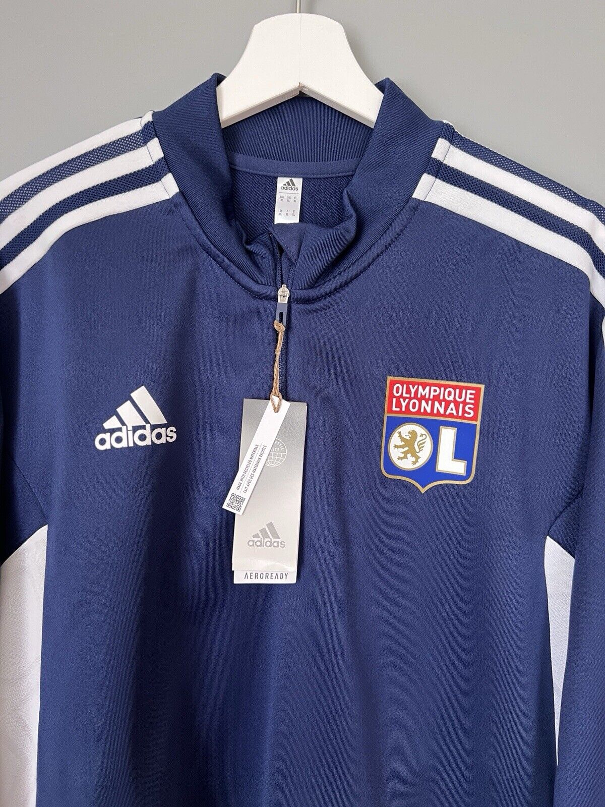 Olympique Lyon Training Top Condivo 22 Blue Soccer Football Adidas Mens Size XL