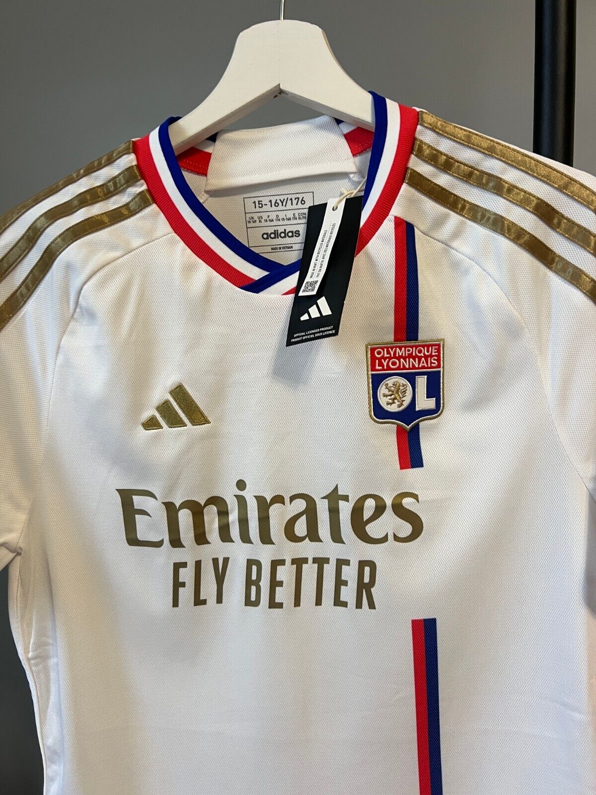 Olympique Lyonnais 23/24 Home Jersey Soccer Football Shirt Adidas Size XL Boys