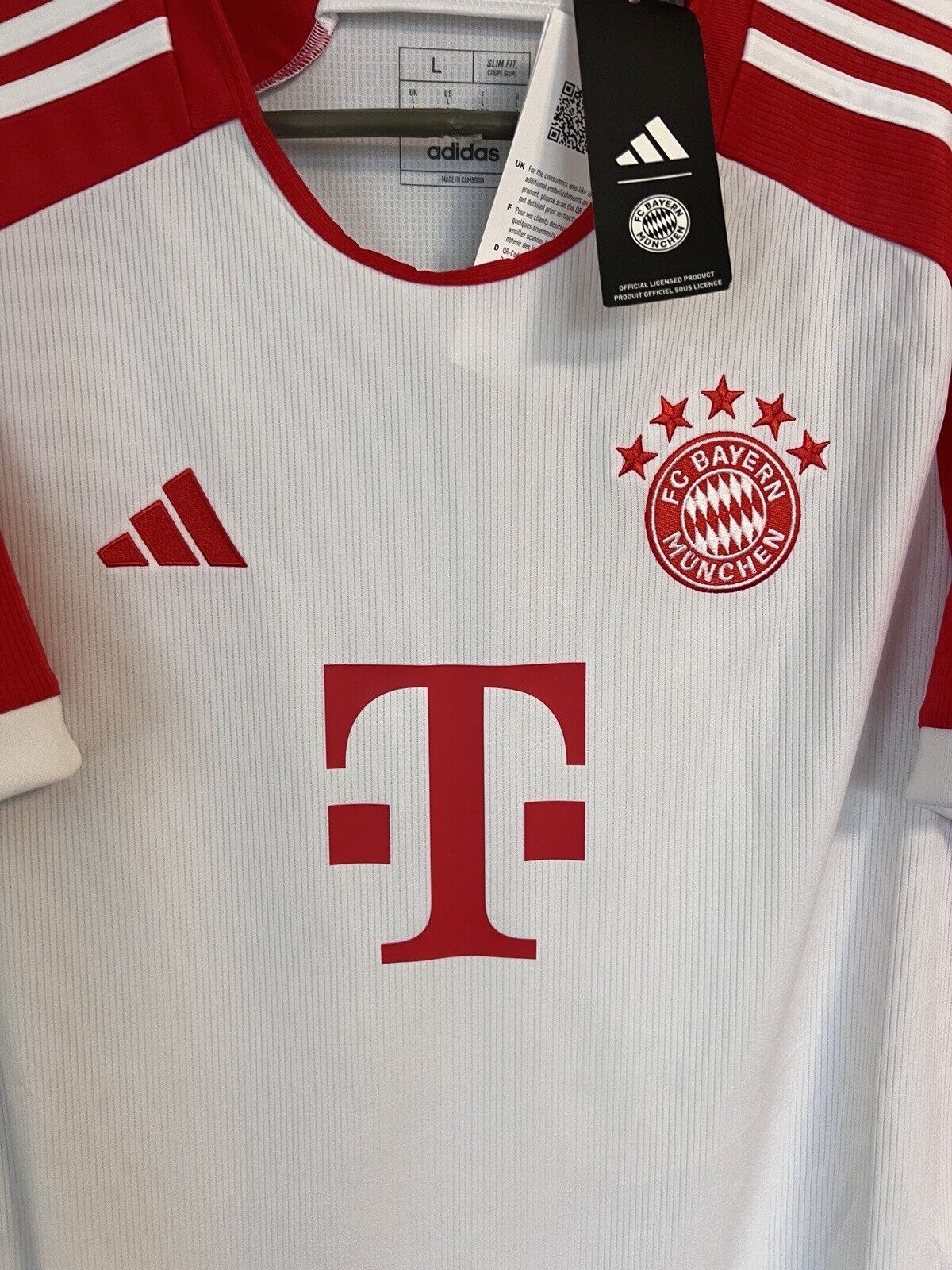 Bayern Munich Jersey 2023/24 Home Mens Soccer Shirt Trikot IJ7442 Adidas Size L
