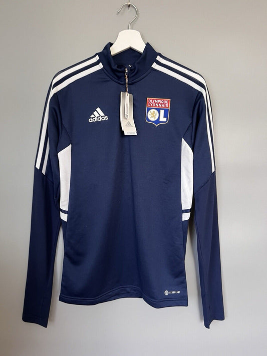 Olympique Lyon Training Top Condivo 22 Blue Soccer Football Adidas Mens Size XS