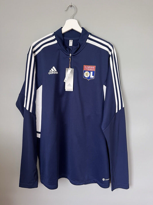 Olympique Lyon Training Top Condivo 22 Blue Soccer Football Adidas Mens Size XL